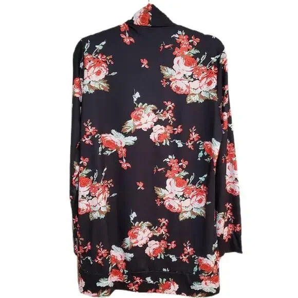 Ecowish 70s Asian Inspired Floral Open Front Cardigan Lightweight Women's XL - Picture 2 of 7